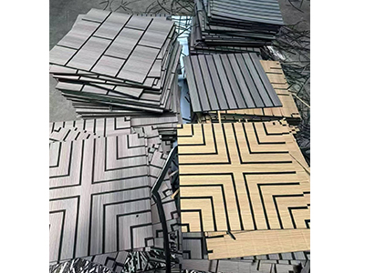 Zhenmei New Style Wood Veneer Covered MDF Slats Carved Wooden Ceiling Panels With Polyester Backing Akupanel Acoustic Panel Wooden